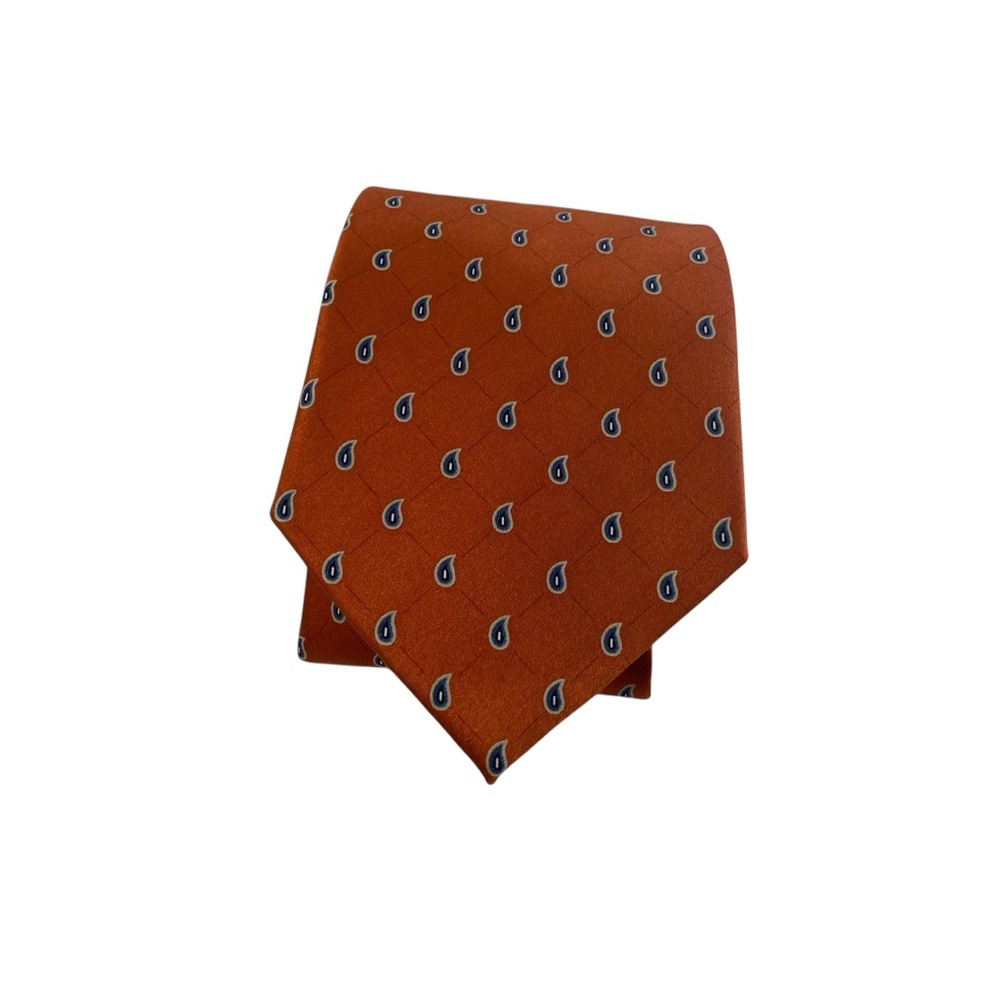 Bill Blass 100% Silk‎ Maximalist Retro Revival Paisley Necktie Tie Mens 57" Rust